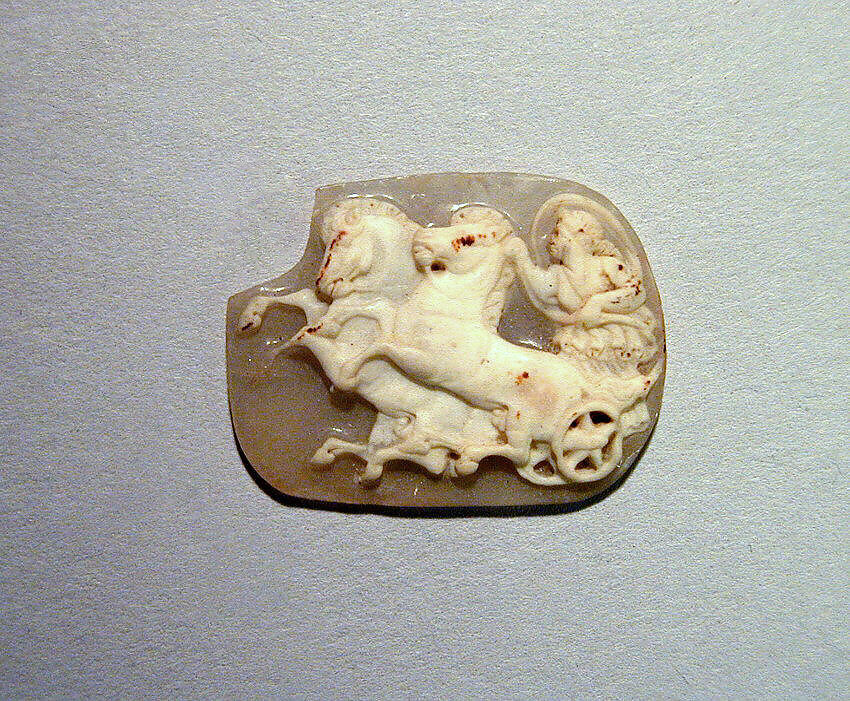 Sardonyx cameo of Aurora driving her chariot, Sardonyx, Greek or Roman