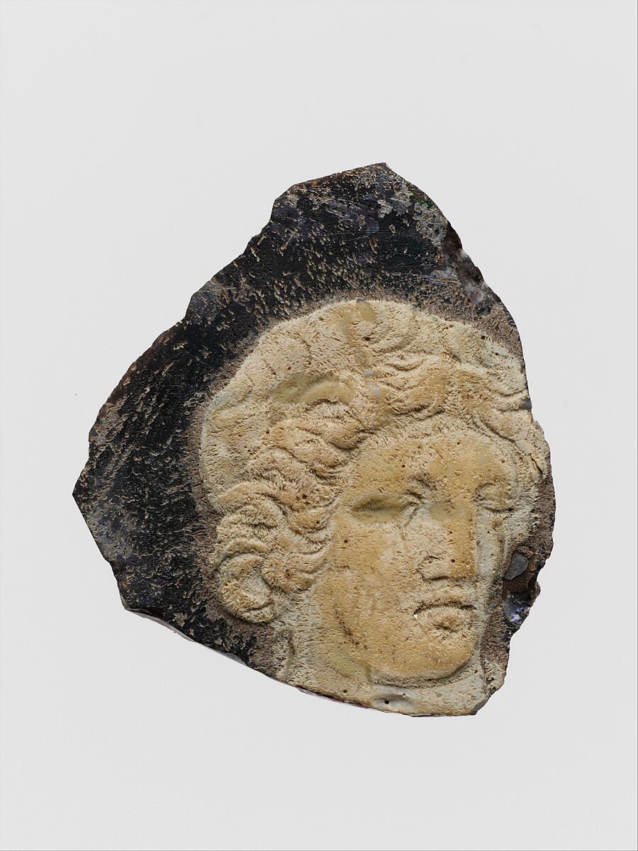 Glass cameo plaque fragment, Glass paste, Roman 