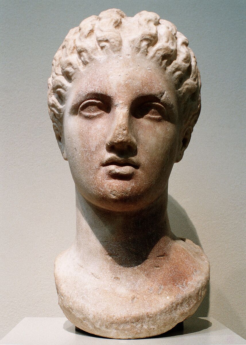 Marble head of a goddess, Greek, Late Classical