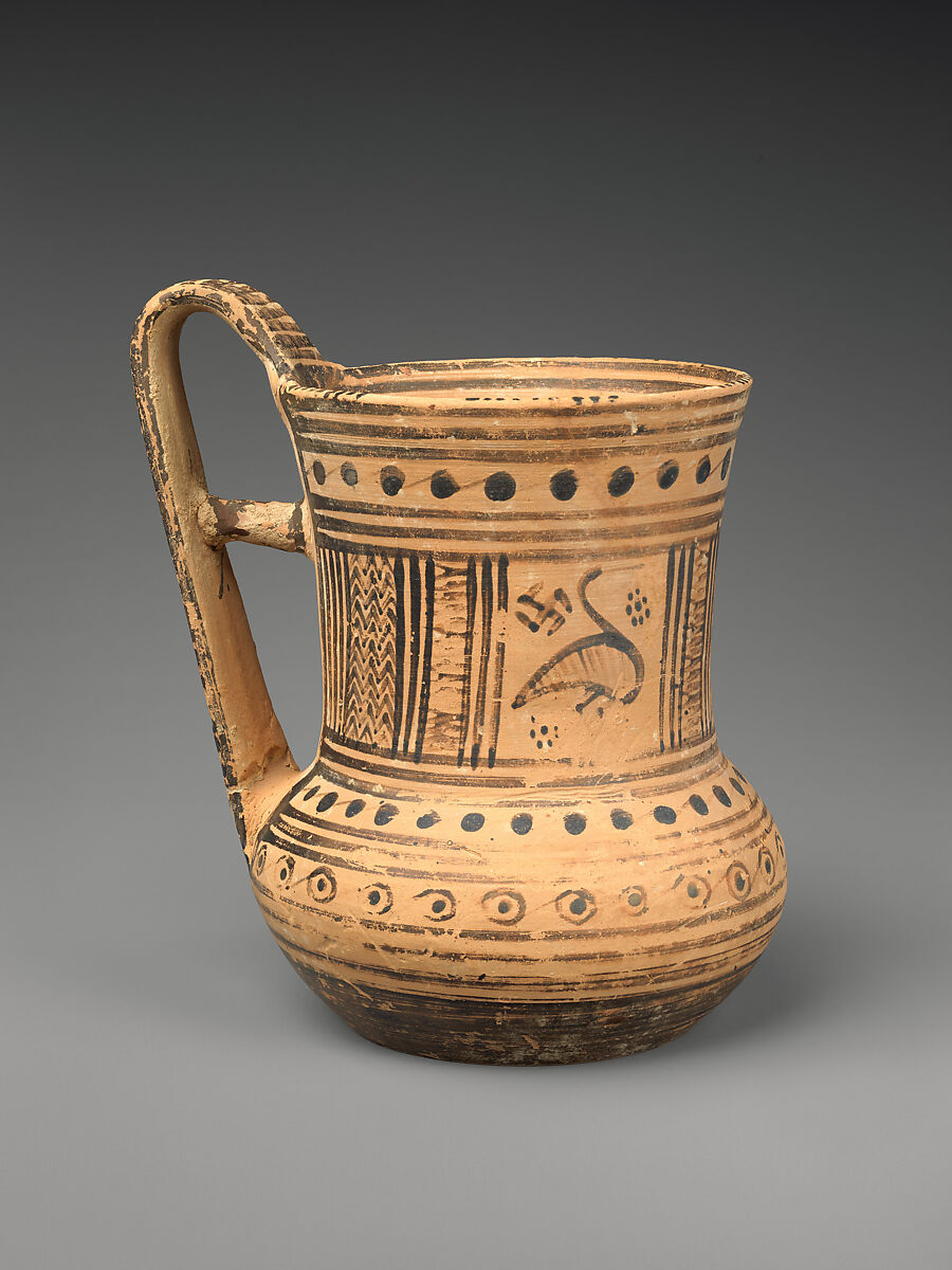 Terracotta tankard, Terracotta, Greek, Attic