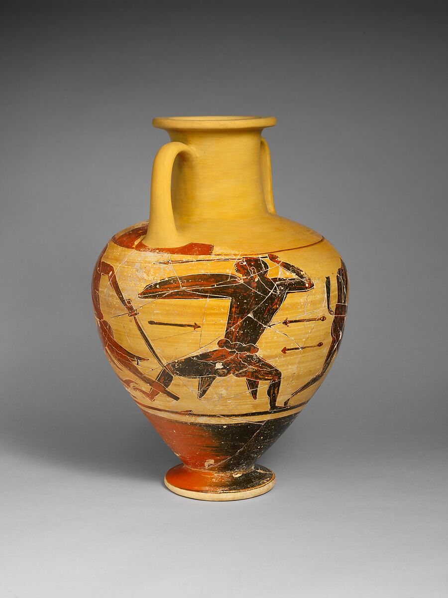 Terracotta neck-amphora (jar), Attributed to the Painter of the Vienna Stamnos 318, Terracotta, Etruscan 