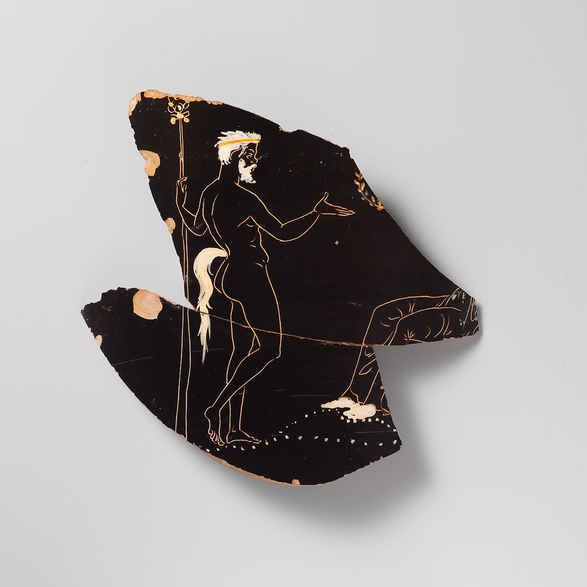 Three fragments of a terracotta calyx-krater (mixing bowl), Terracotta, Greek, South Italian, Apulian, Gnathian
