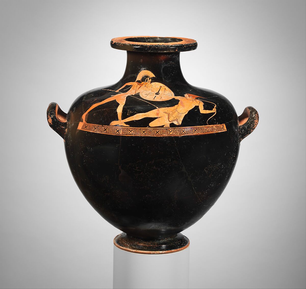 Terracotta hydria: kalpis (water jar), Berlin Painter, Terracotta, Greek, Attic