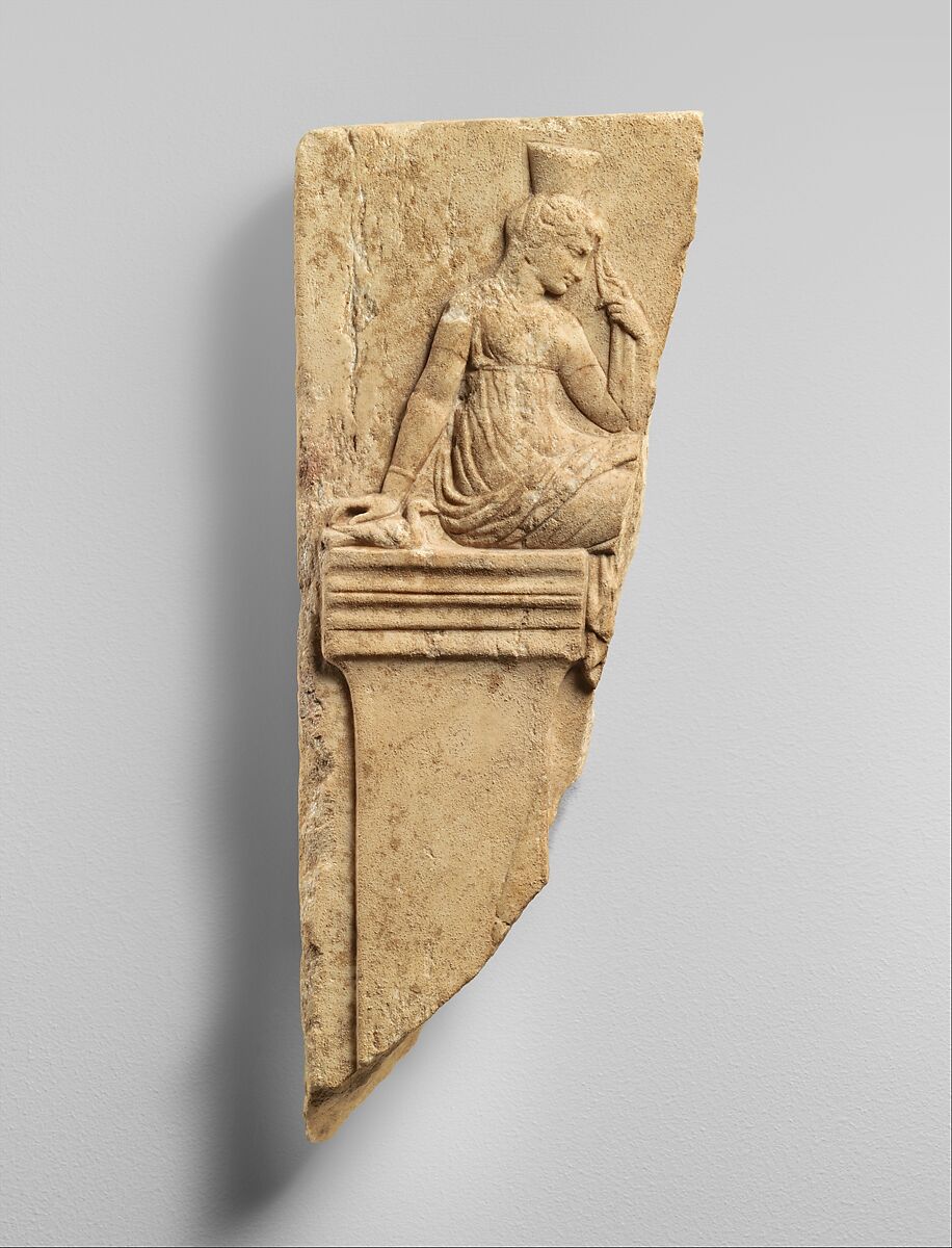 Fragment of a marble neo-Attic relief with Peitho, Marble, Pentelic, Roman 