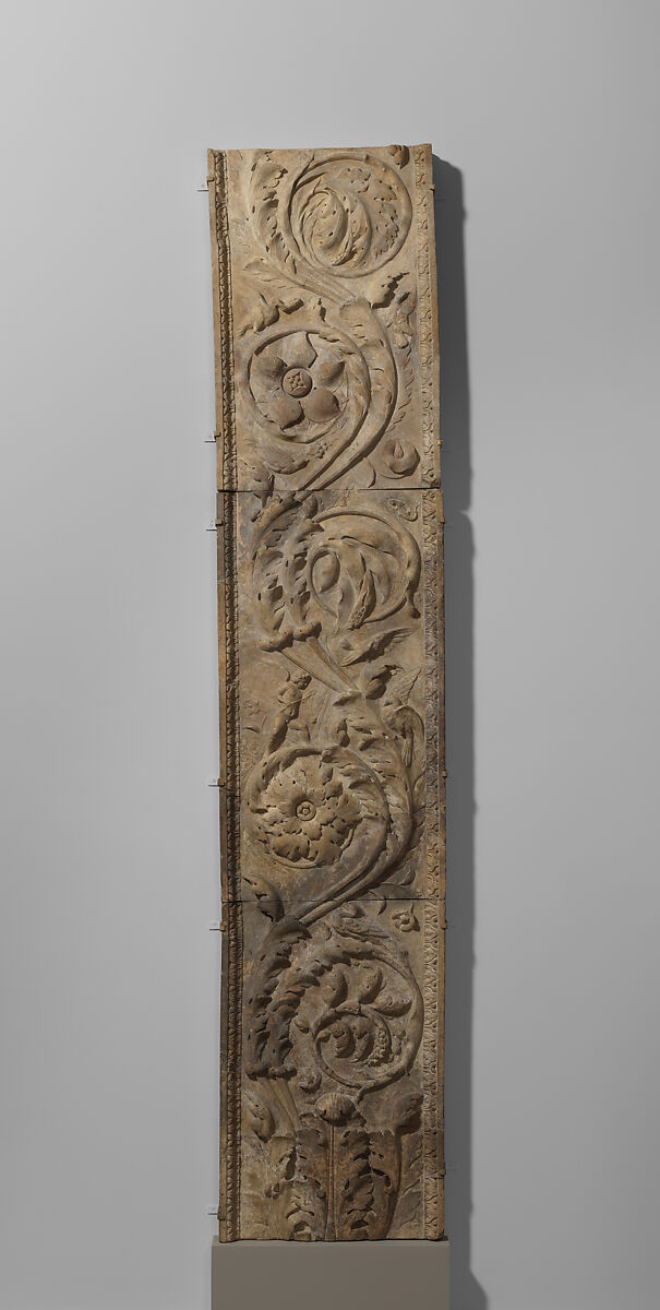 Marble pilaster with acanthus scrolls, Marble, Roman 