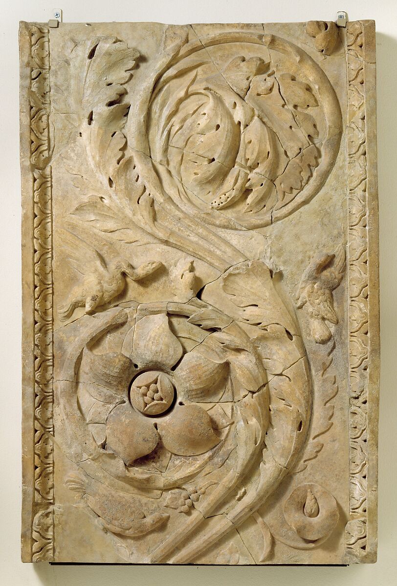 Marble pilaster with acanthus scrolls, Marble, Roman