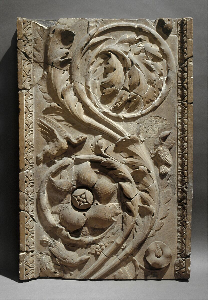 Marble pilaster with acanthus scrolls, Marble, Roman