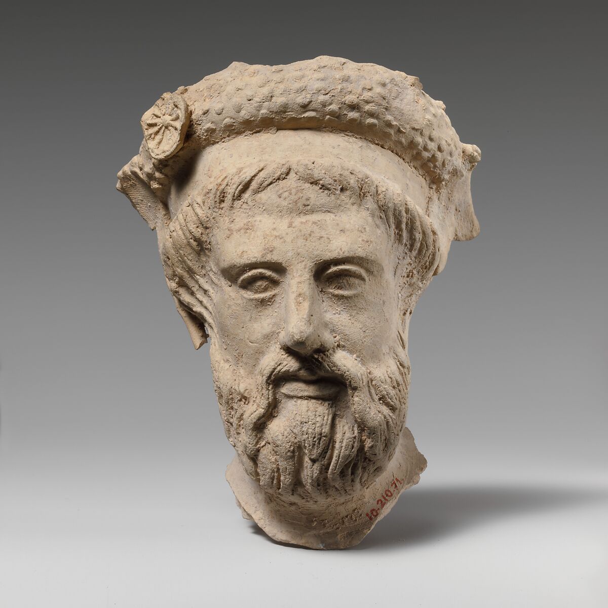 Terracotta head of a bearded man, Terracotta, Greek, South Italian, Tarentine 
