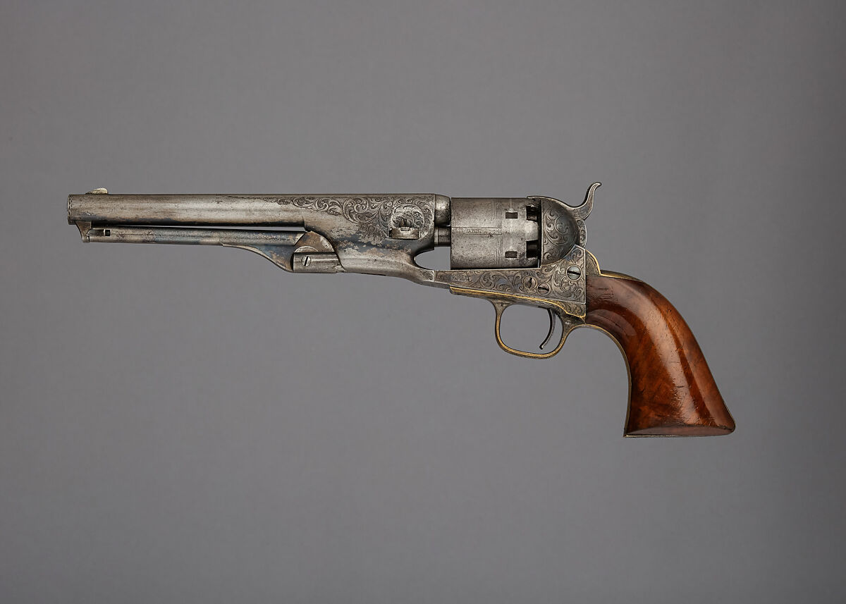 Colt Model 1861 Navy Percussion Revolver, serial no. 12240, Samuel Colt (American, Hartford, Connecticut 1814–1862), Steel, brass, wood (walnut), American, Hartford, Connecticut 