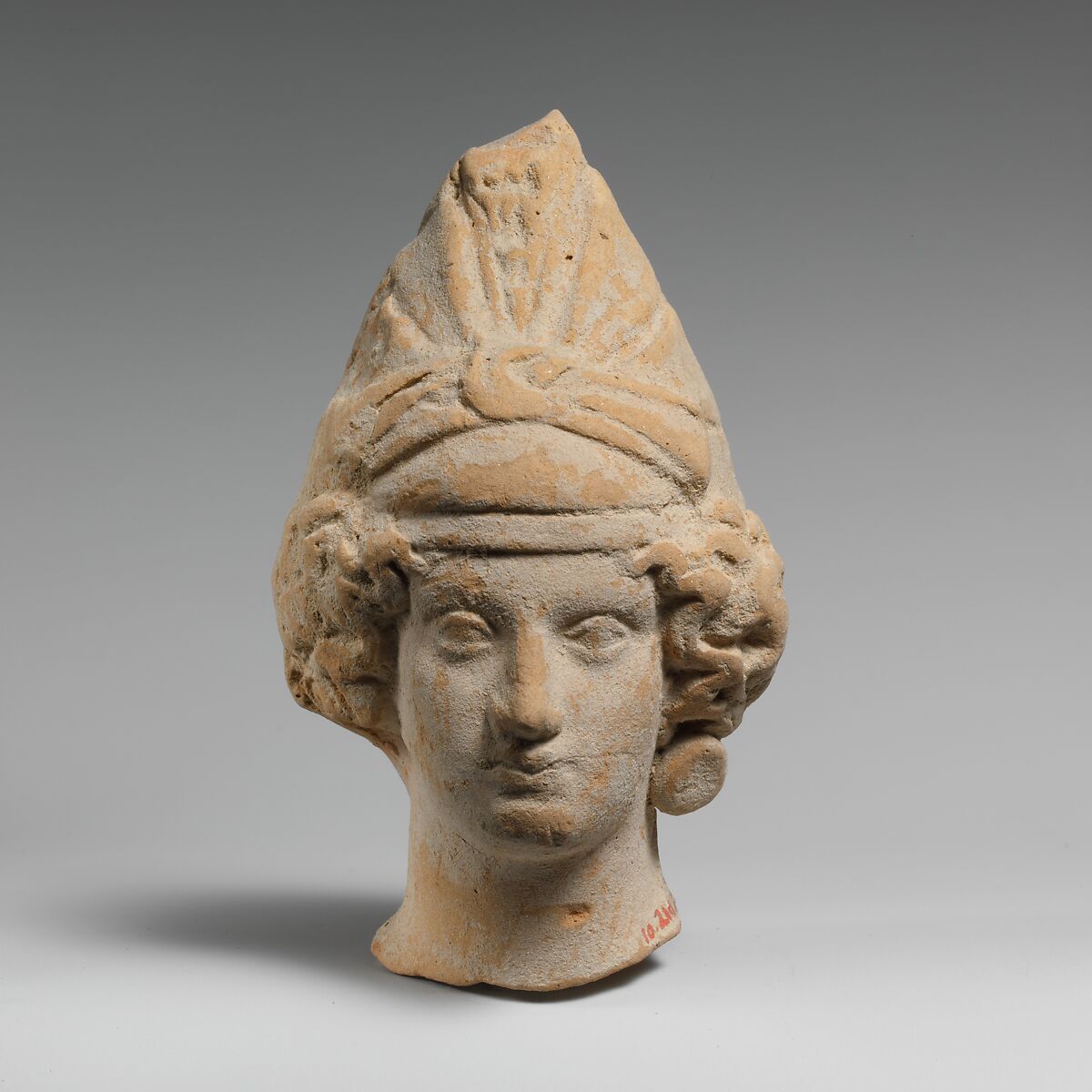 Terracotta head of a woman, Terracotta, Greek, South Italian, Tarentine 