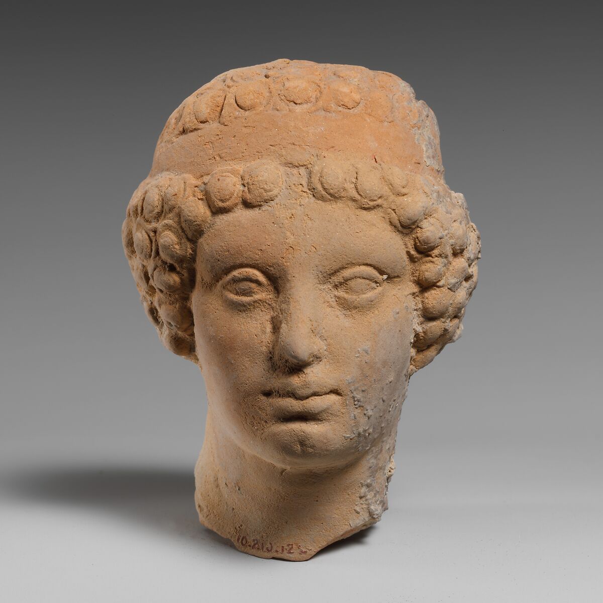 Terracotta head of a woman, Terracotta, Greek, South Italian, Tarentine 