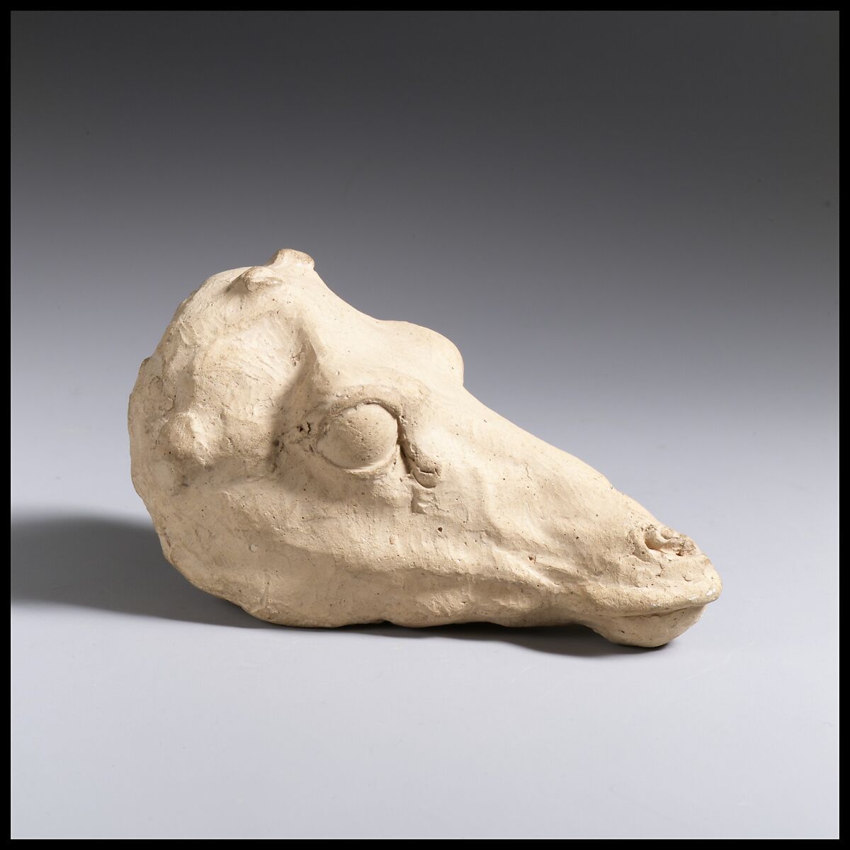 Terracotta head of a deer, Terracotta, Greek, South Italian, Tarentine