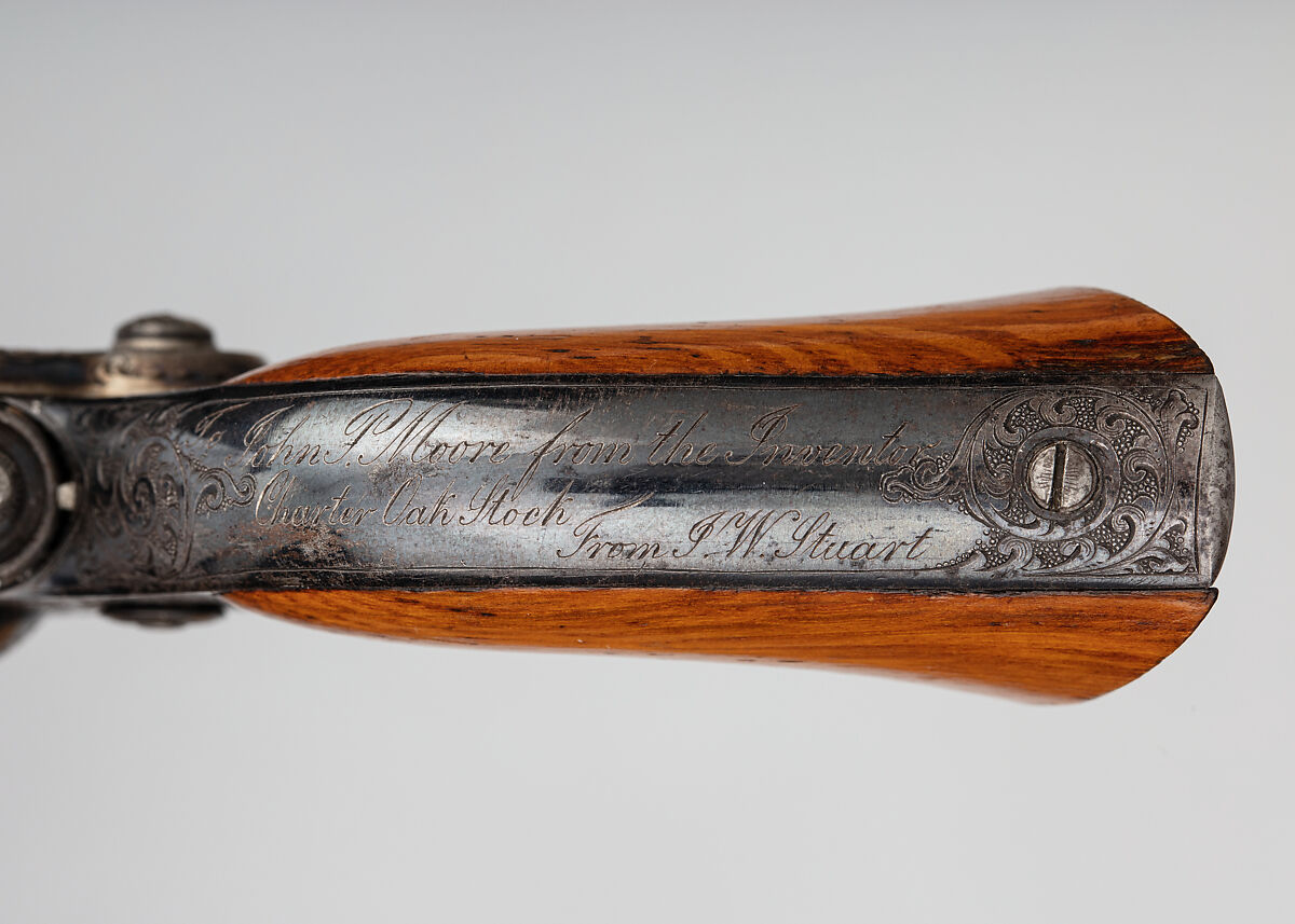 Colt Model 1855 Pocket Percussion Revolver, Serial no. 4460, with Case and Accessories, Samuel Colt (American, Hartford, Connecticut 1814–1862), Steel, wood (oak), American, Hartford, Connecticut