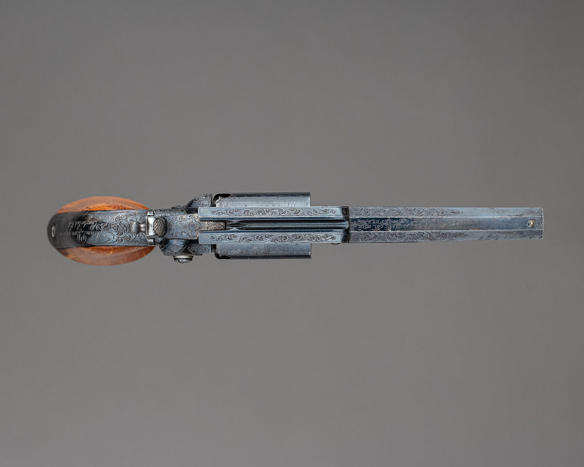 Colt Model 1855 Pocket Percussion Revolver, Serial no. 4460, with Case and Accessories, Samuel Colt (American, Hartford, Connecticut 1814–1862), Steel, wood (oak), American, Hartford, Connecticut