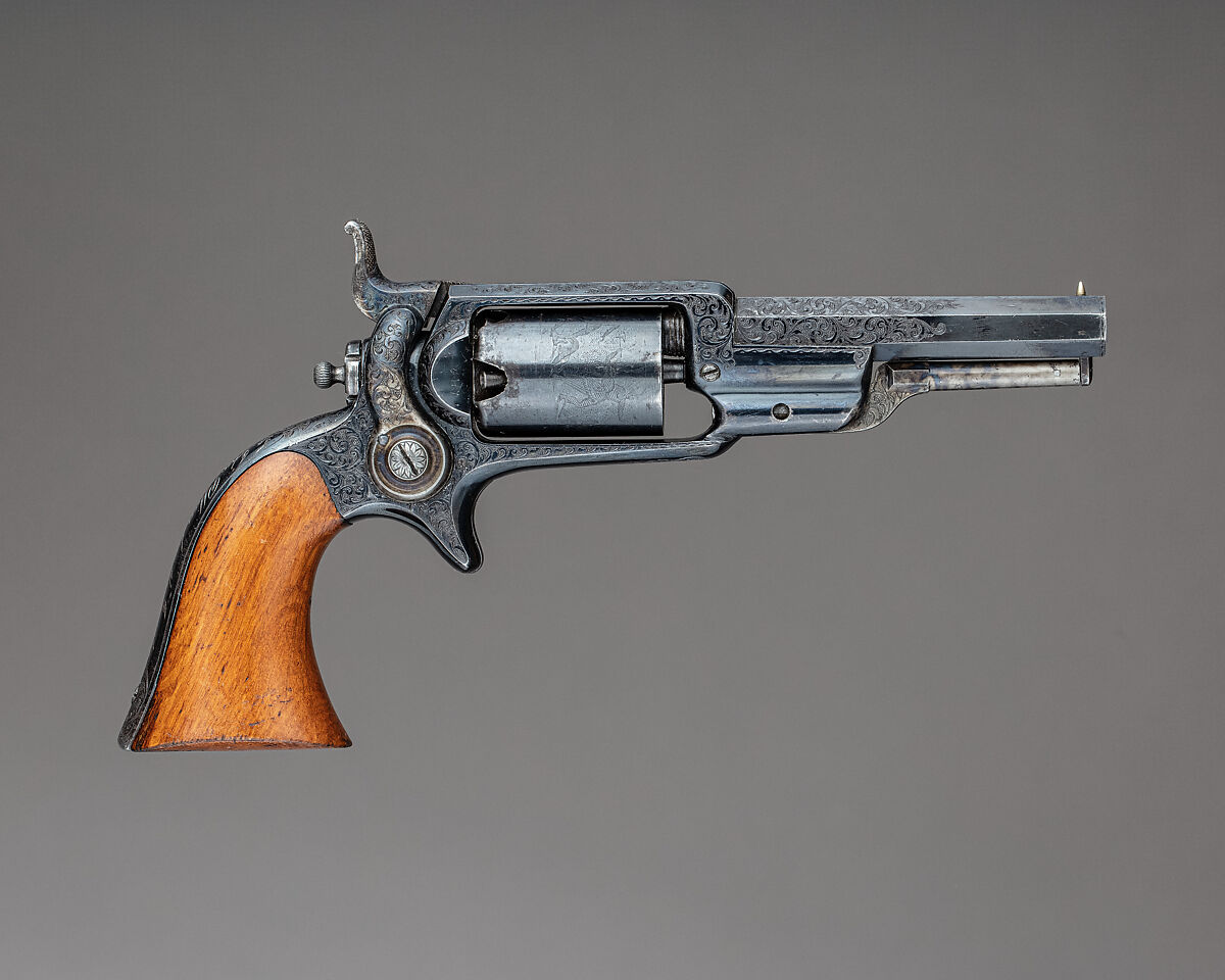 Colt Model 1855 Pocket Percussion Revolver, Serial no. 4460, with Case and Accessories, Samuel Colt (American, Hartford, Connecticut 1814–1862), Steel, wood (oak), American, Hartford, Connecticut