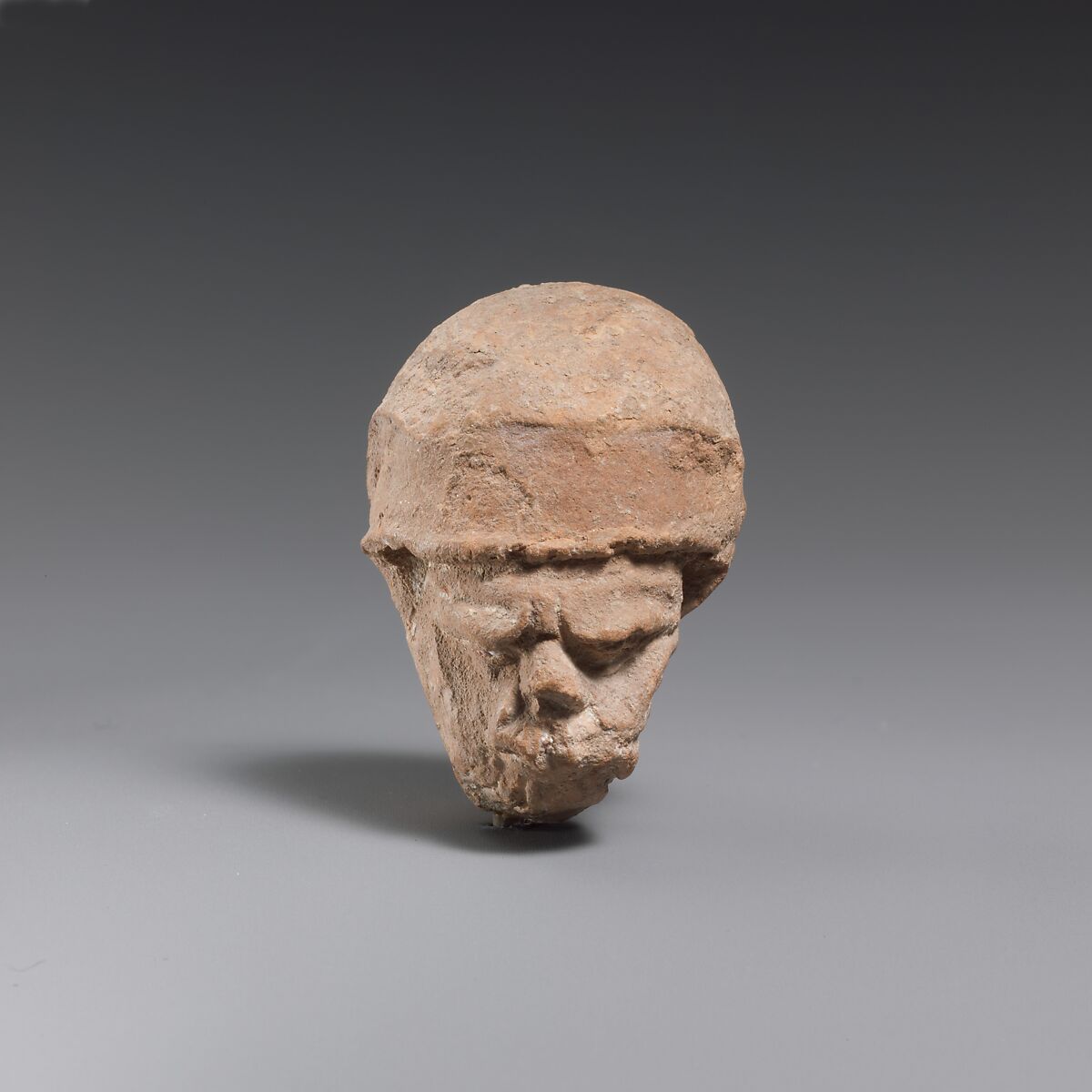 Terracotta head of a grotesque man, Terracotta, Greek 