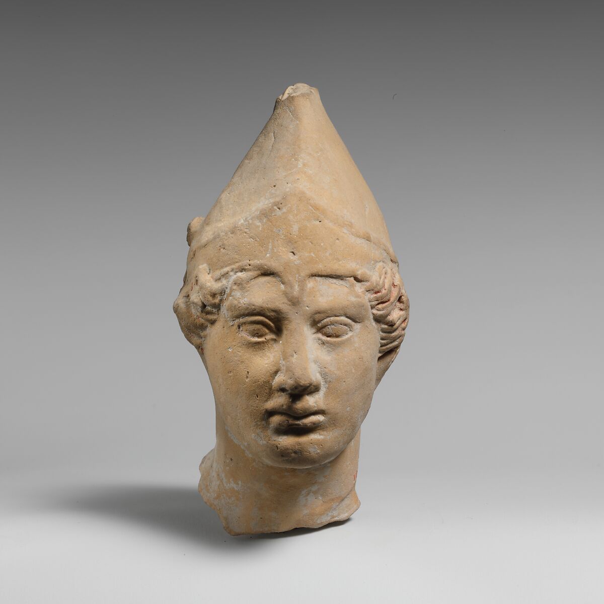 Terracotta head of a youth, Terracotta, Greek, South Italian, Tarentine 