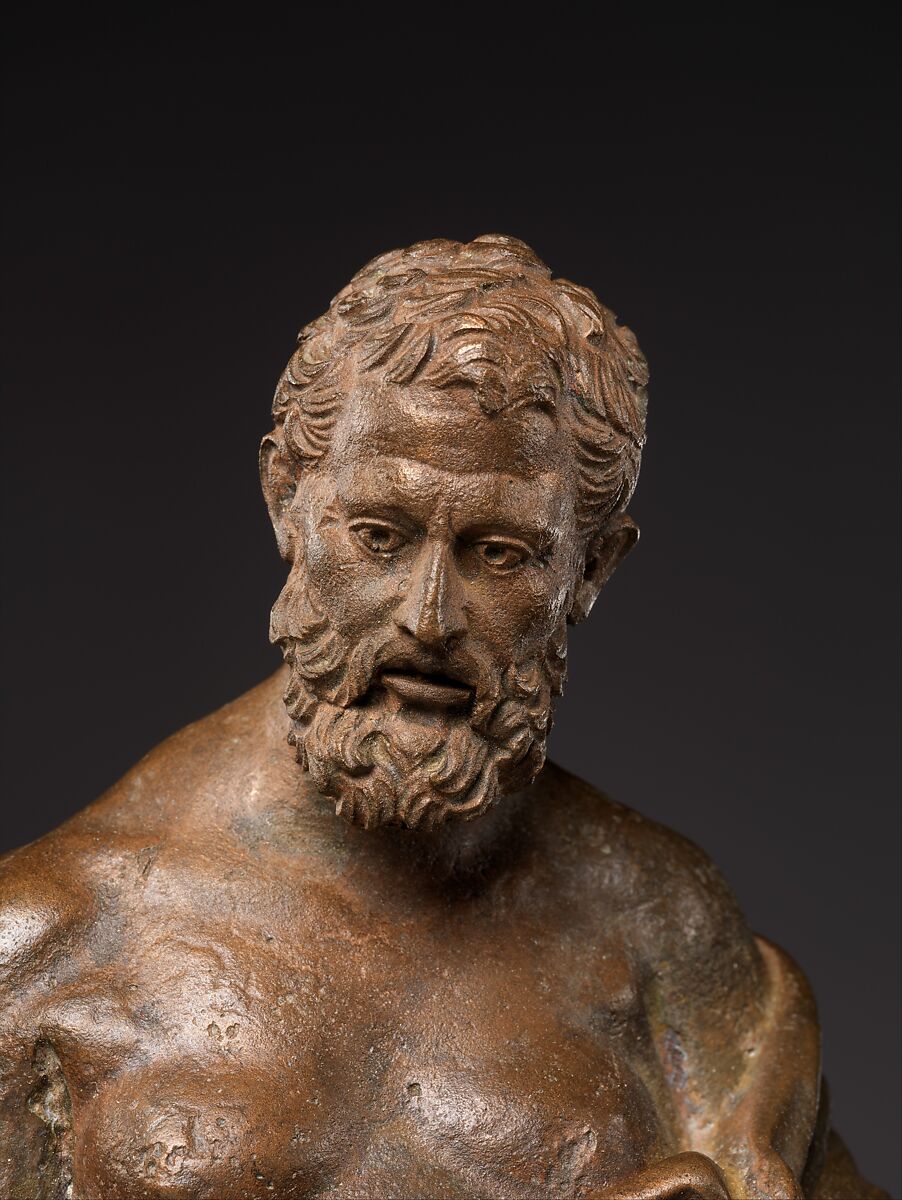 Bronze statuette of a philosopher on a lamp stand, Bronze, Roman