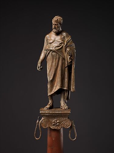 Bronze statuette of a philosopher on a lamp stand