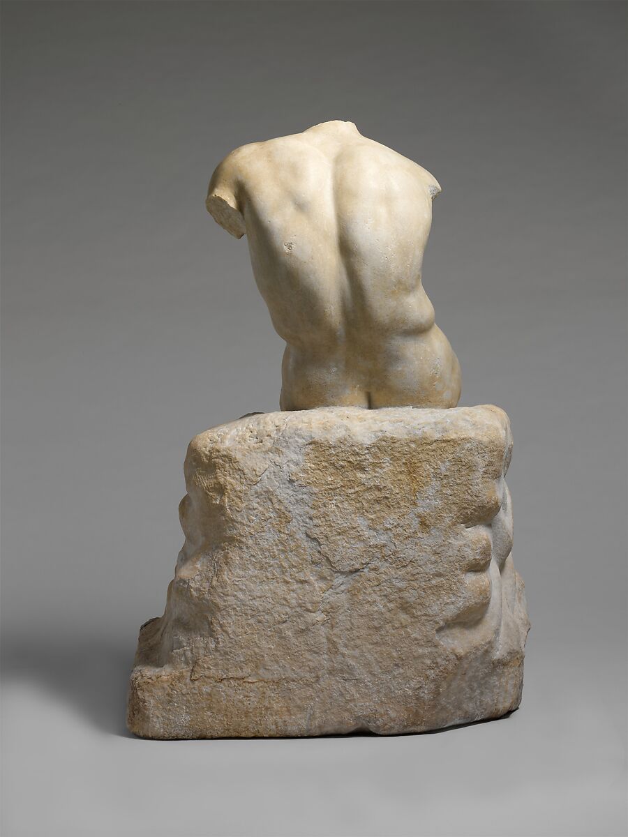 Marble statue of Herakles seated on a rock, Marble, Roman