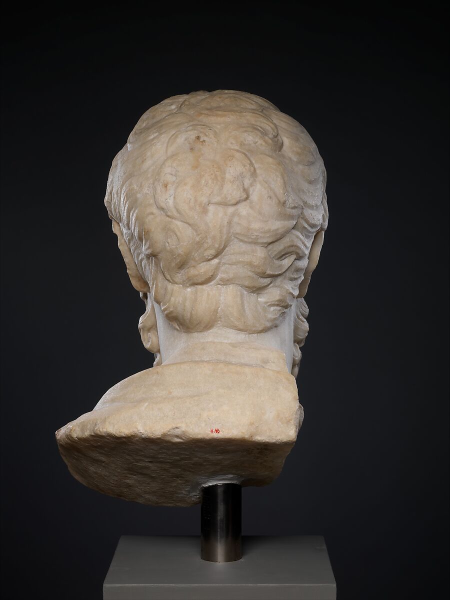 Marble head of Epikouros, Marble, Pentelic, Roman