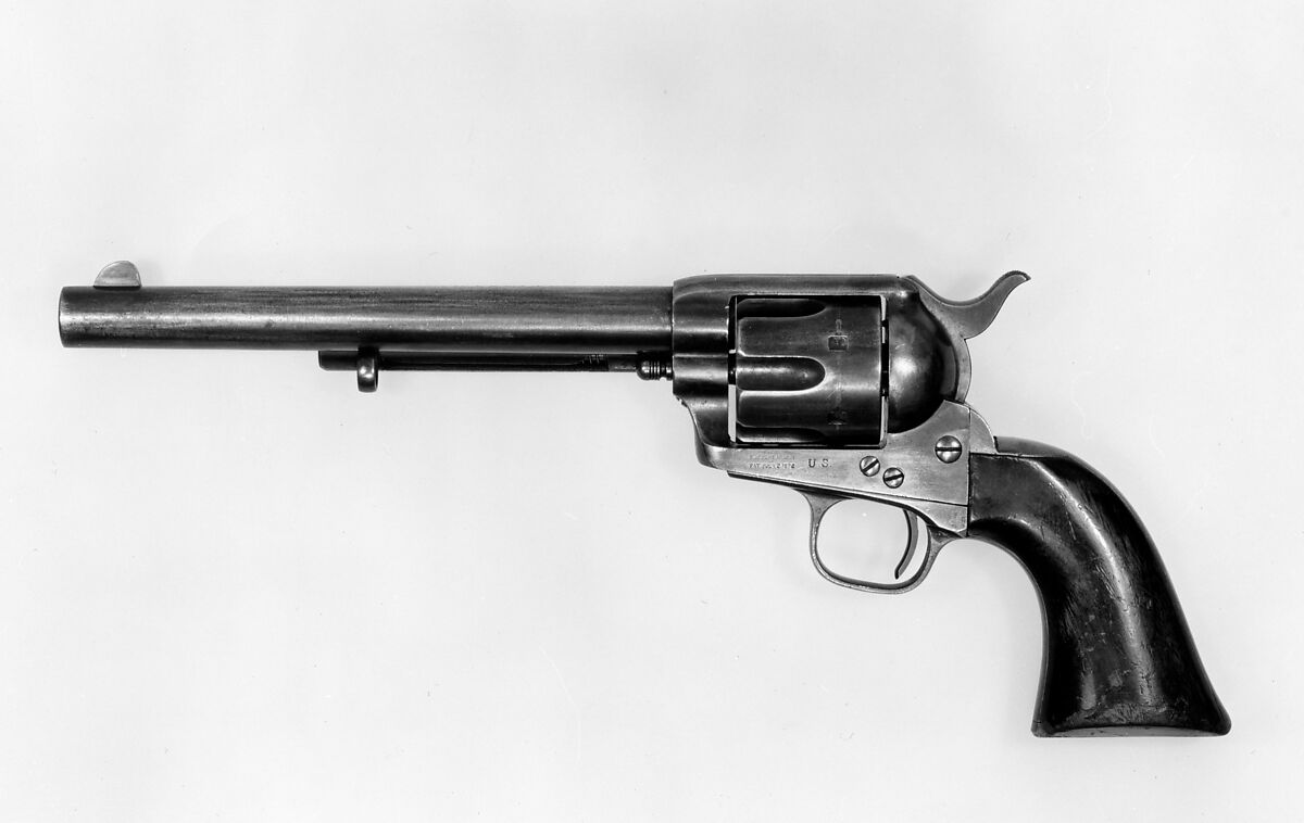 "Peacemaker" Colt Single-Action Army Revolver, serial no. 4519, Samuel Colt (American, Hartford, Connecticut 1814–1862), Steel, iron, wood, American, Hartford, Connecticut 