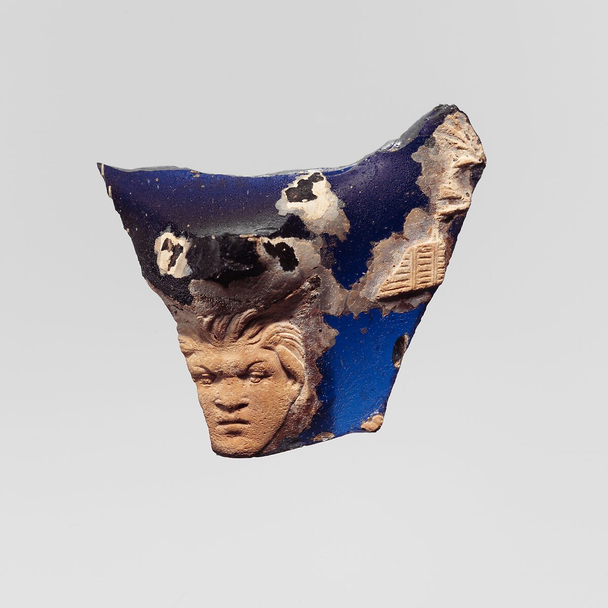 Glass cameo cup (scyphus)  fragment, Glass, Roman 