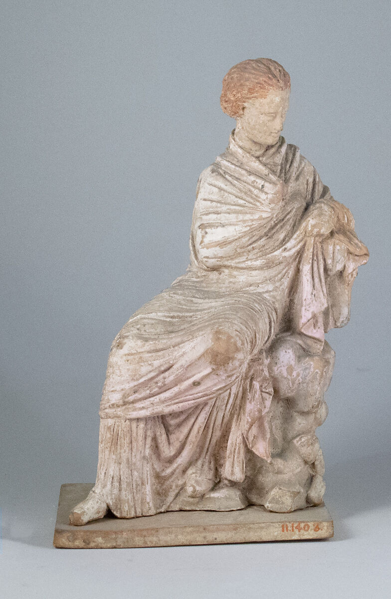 Statuette of a girl, Terracotta, Greek 