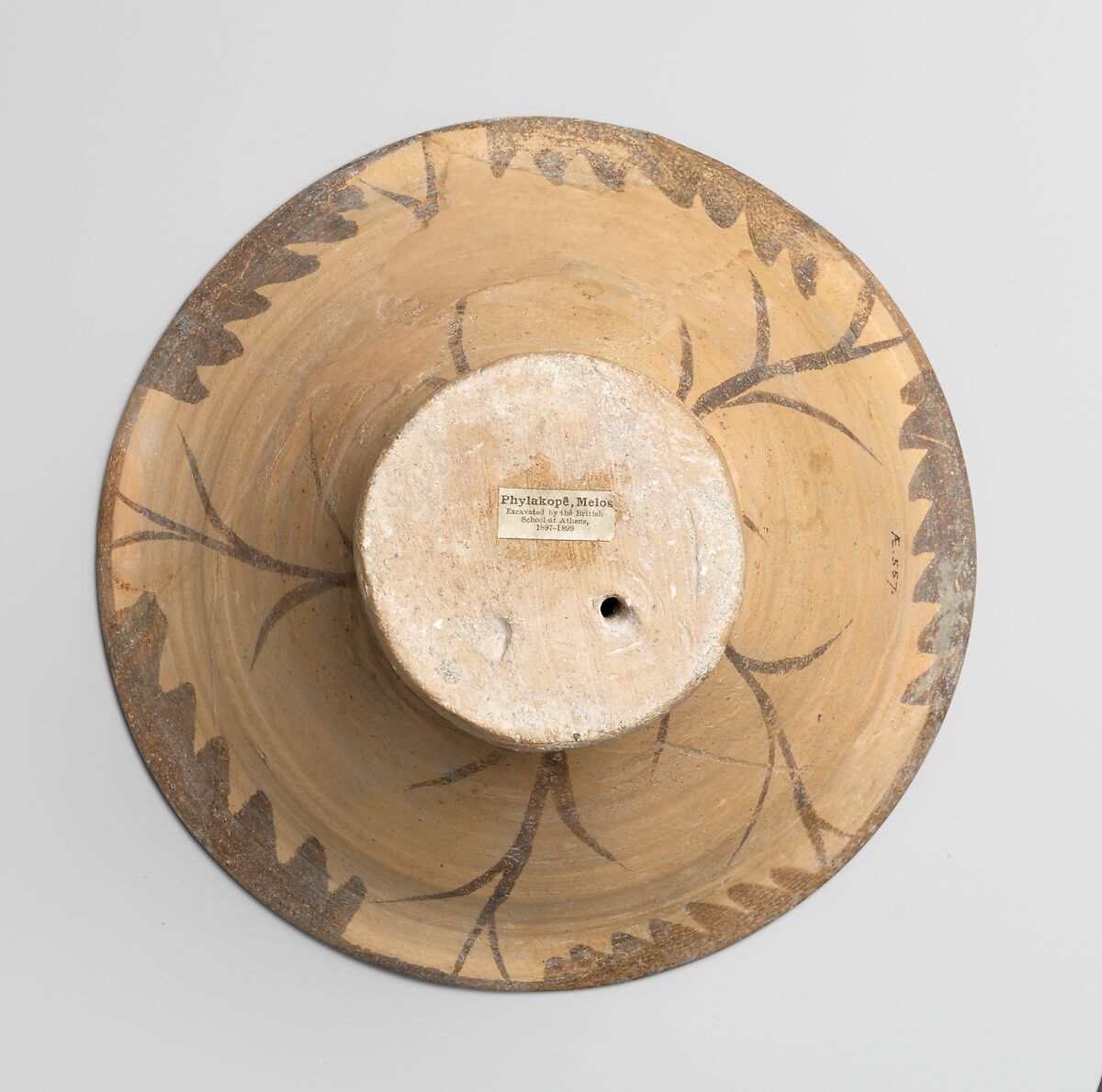 Terracotta kalathos (vase with flaring lip), Terracotta, Cycladic