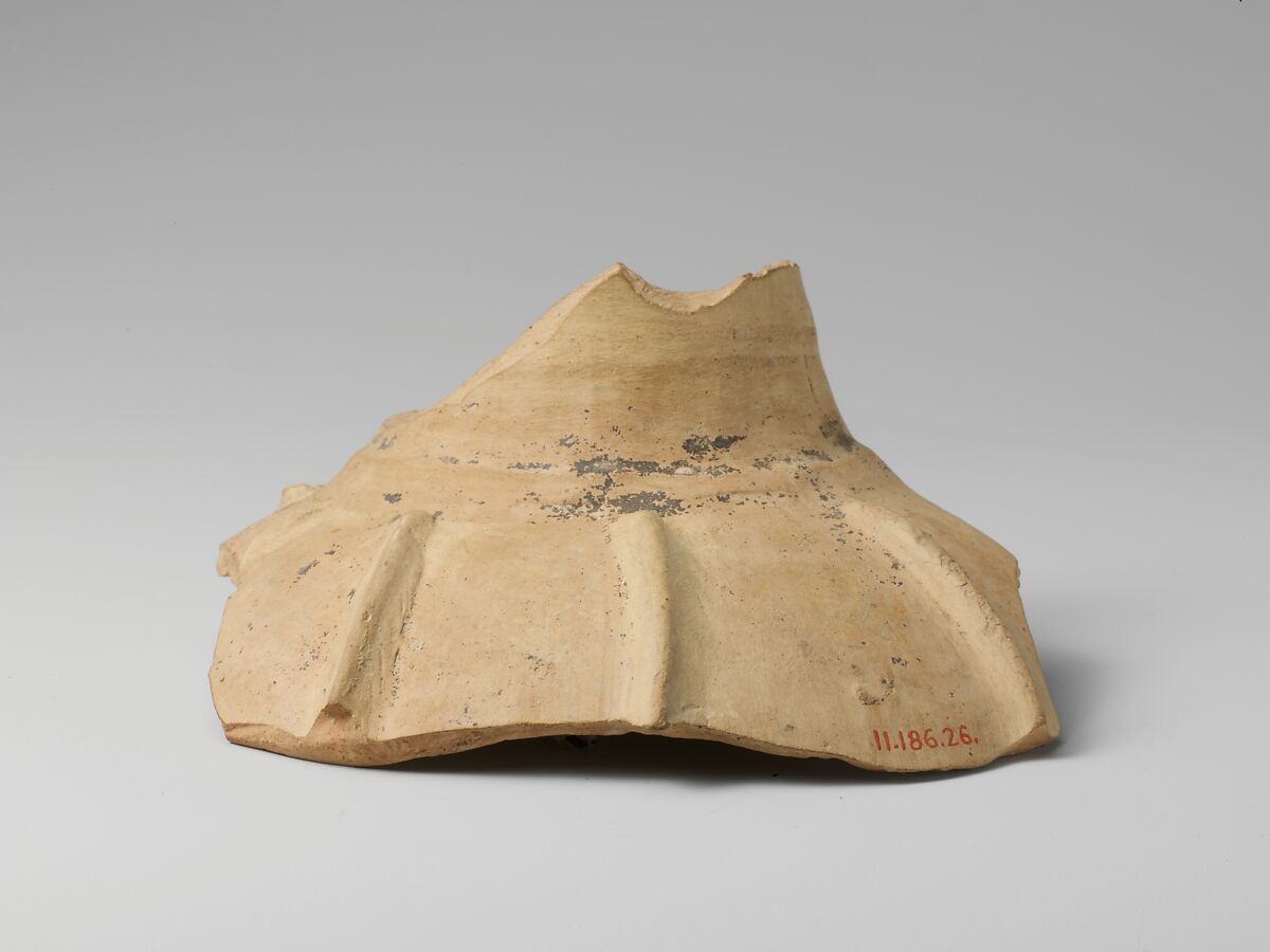 Terracotta body and neck fragment of a jug, Terracotta, Minoan 