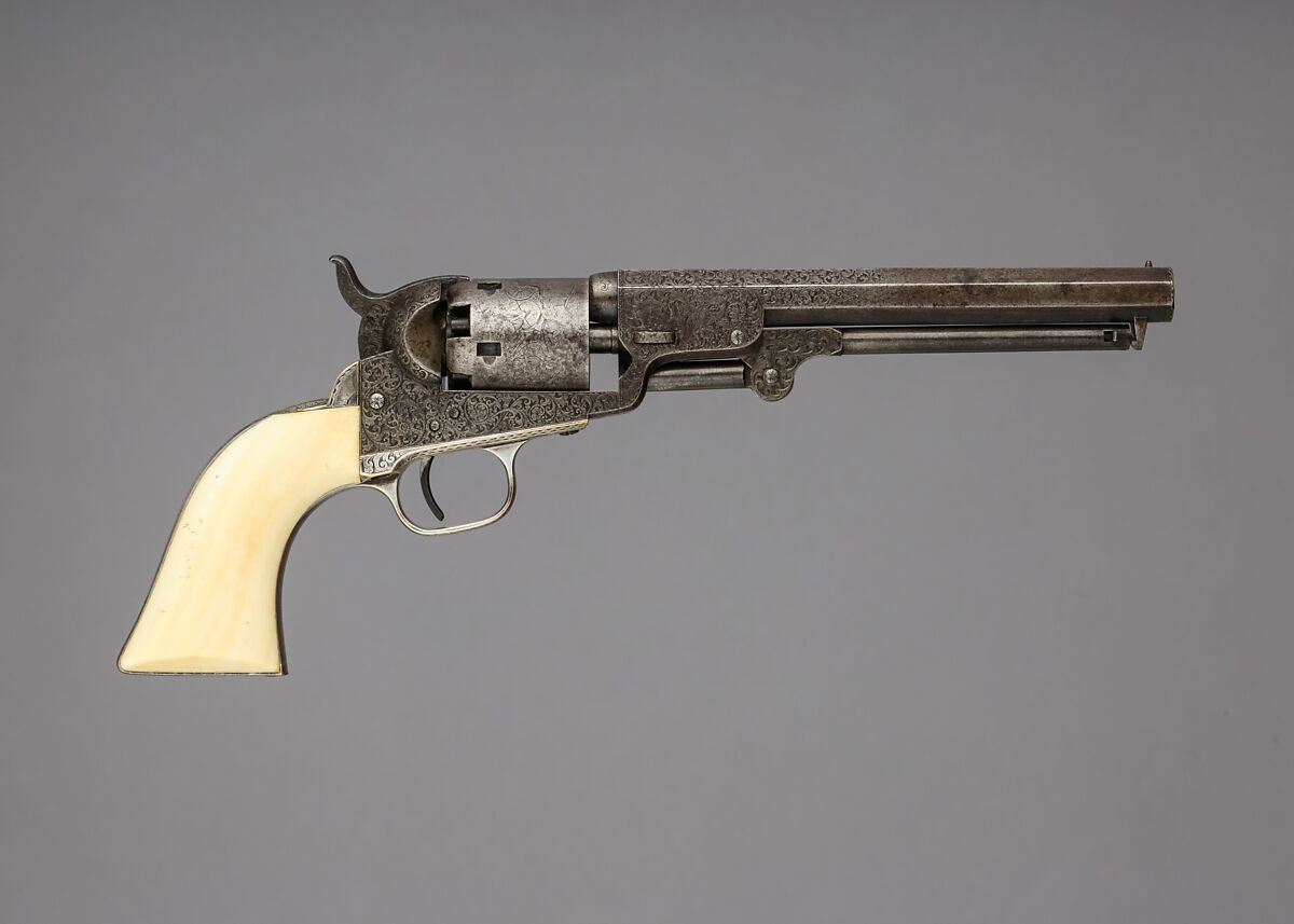 Colt Model 1849 Pocket Percussion Revolver, Serial no. 81015, Samuel Colt (American, Hartford, Connecticut 1814–1862), Steel, brass, silver, ivory, American, Hartford, Connecticut 