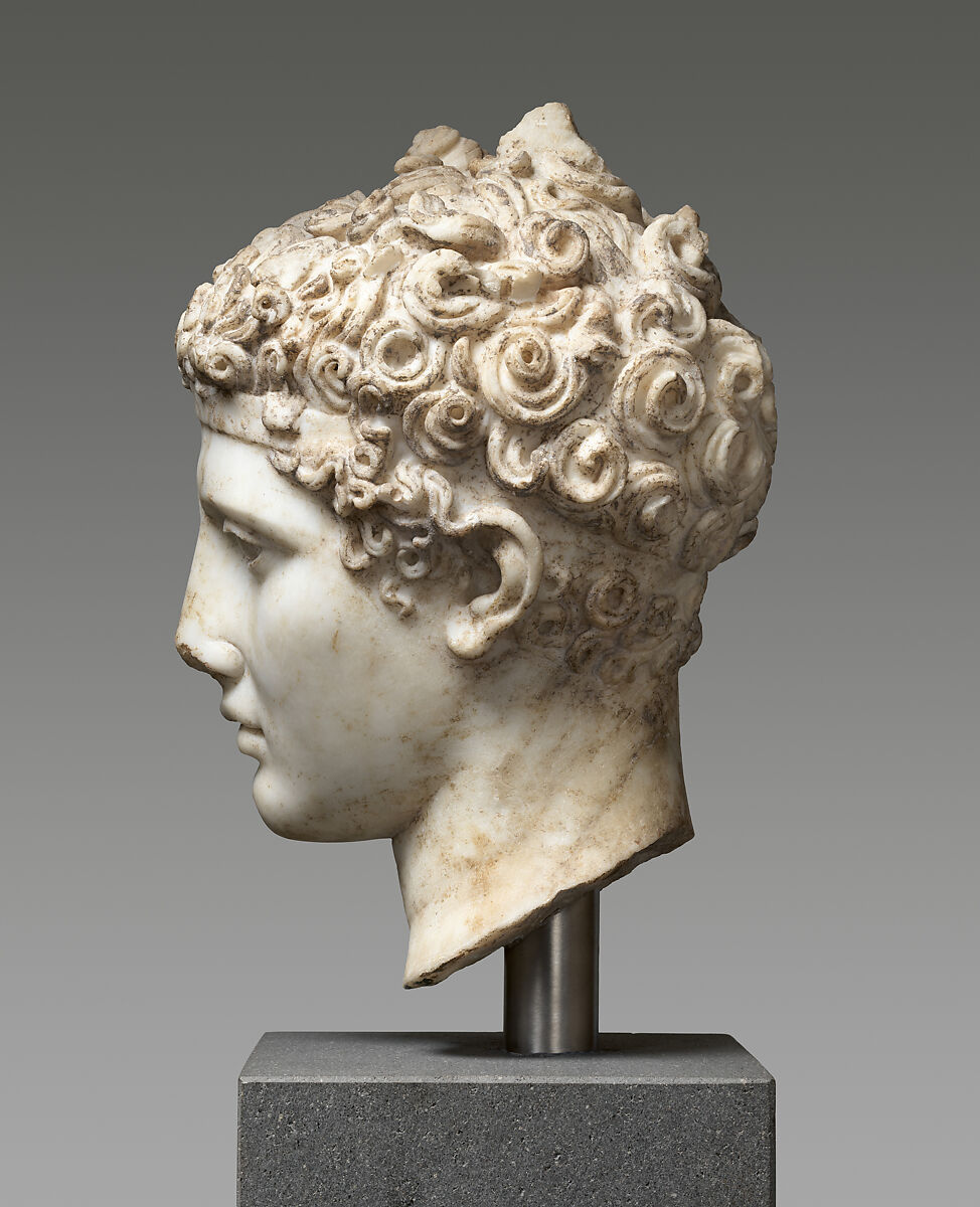 Marble head of an athlete, Marble, Roman