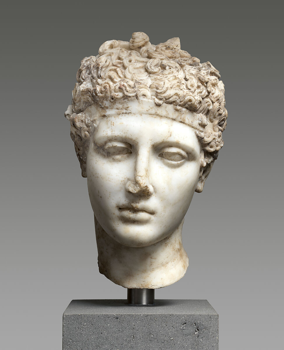 Marble head of an athlete, Marble, Roman 