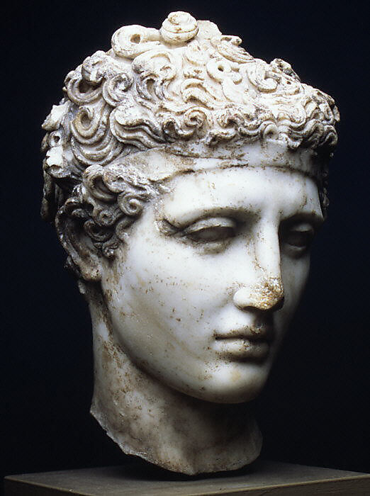 Marble head of an athlete, Marble, Roman