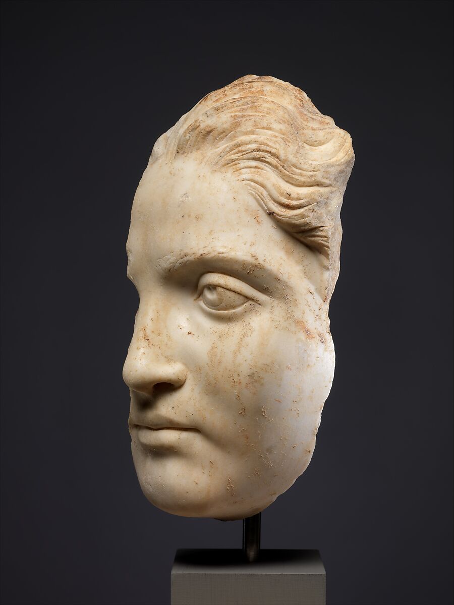 Fragmentary marble head of a girl, Marble, Roman