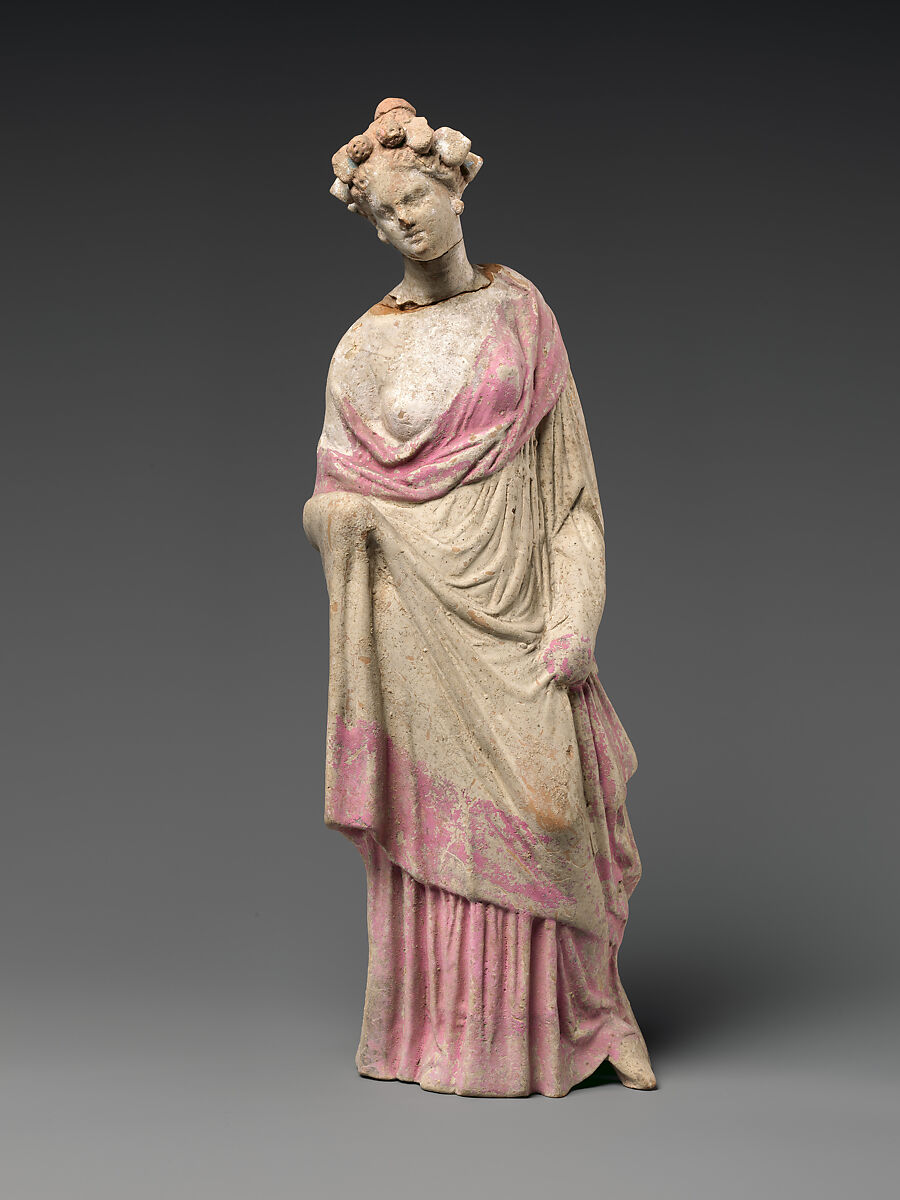 Terracotta statuette of a woman, Terracotta, Greek, South Italian, Tarentine