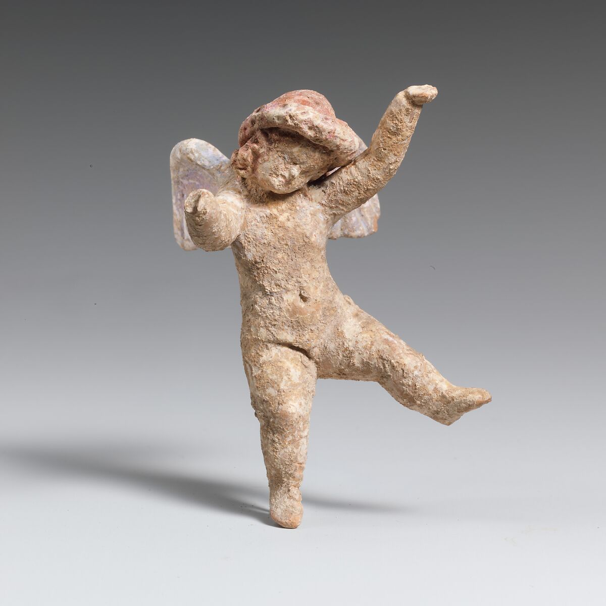 Terracotta statuette of Eros flying, Terracotta, Greek, South Italian, Tarentine 