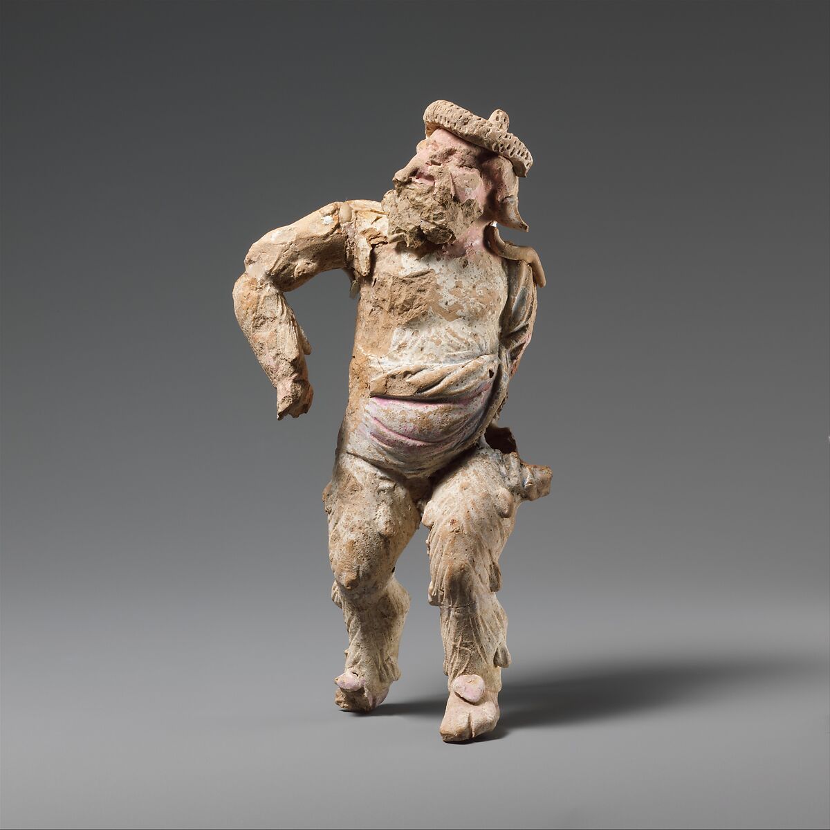 Terracotta statuette of a satyr, Terracotta, Greek, South Italian, Tarentine 