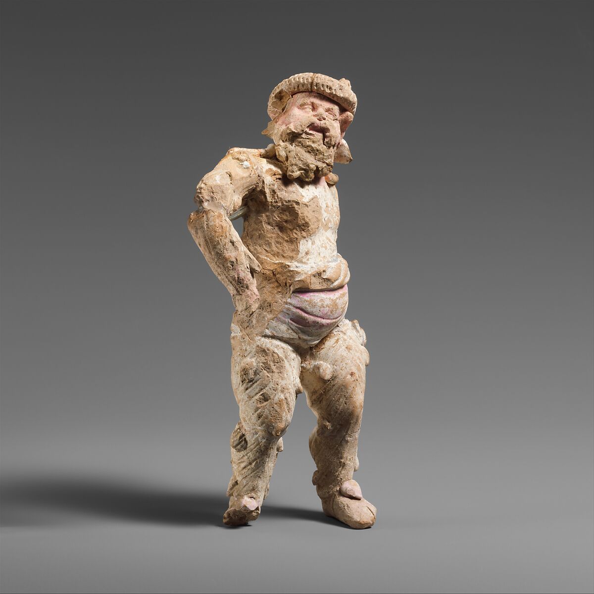 Terracotta statuette of a satyr, Terracotta, Greek, South Italian, Tarentine