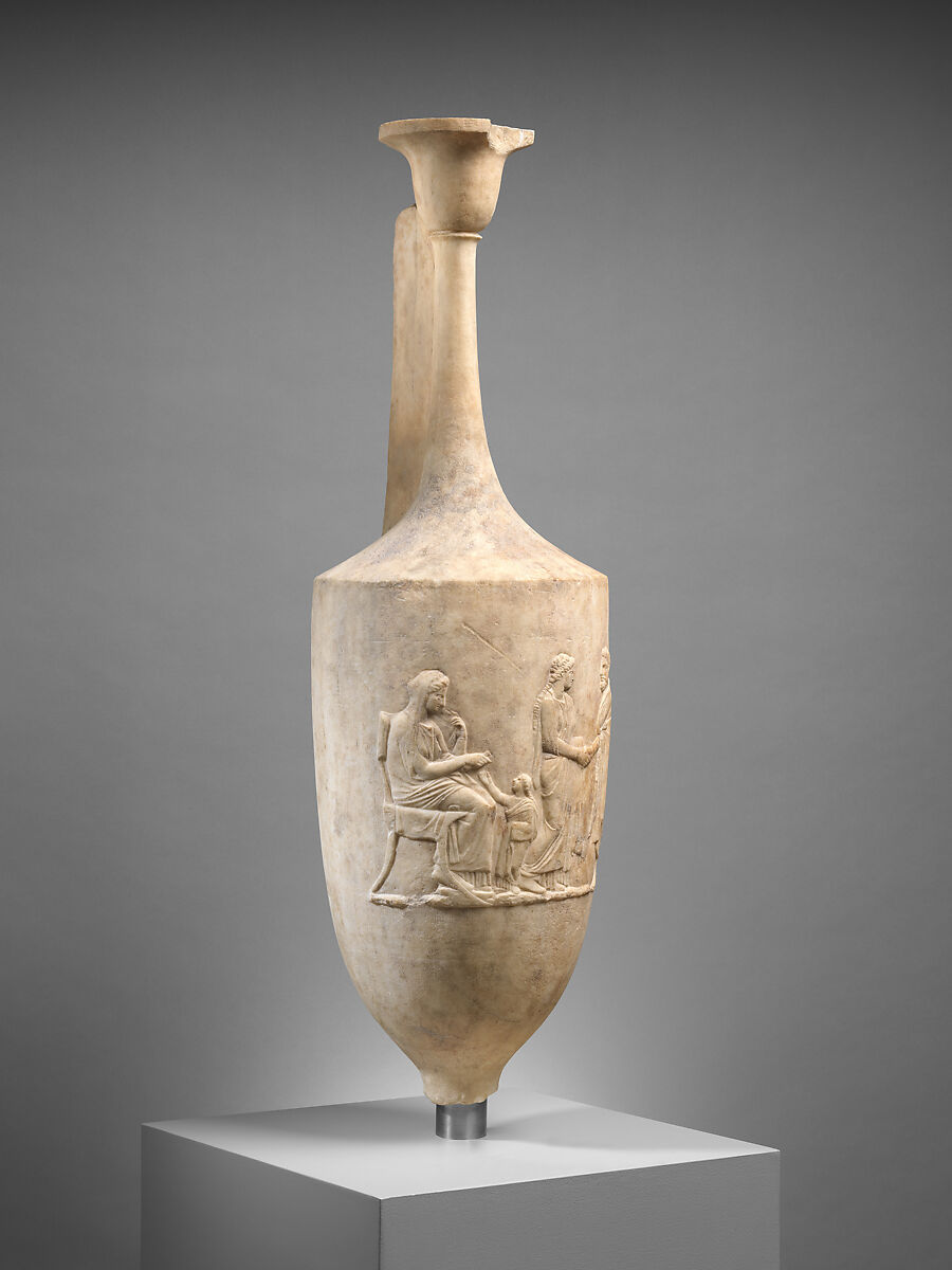 Marble funerary lekythos, Marble, Pentelic ?, Greek, Attic
