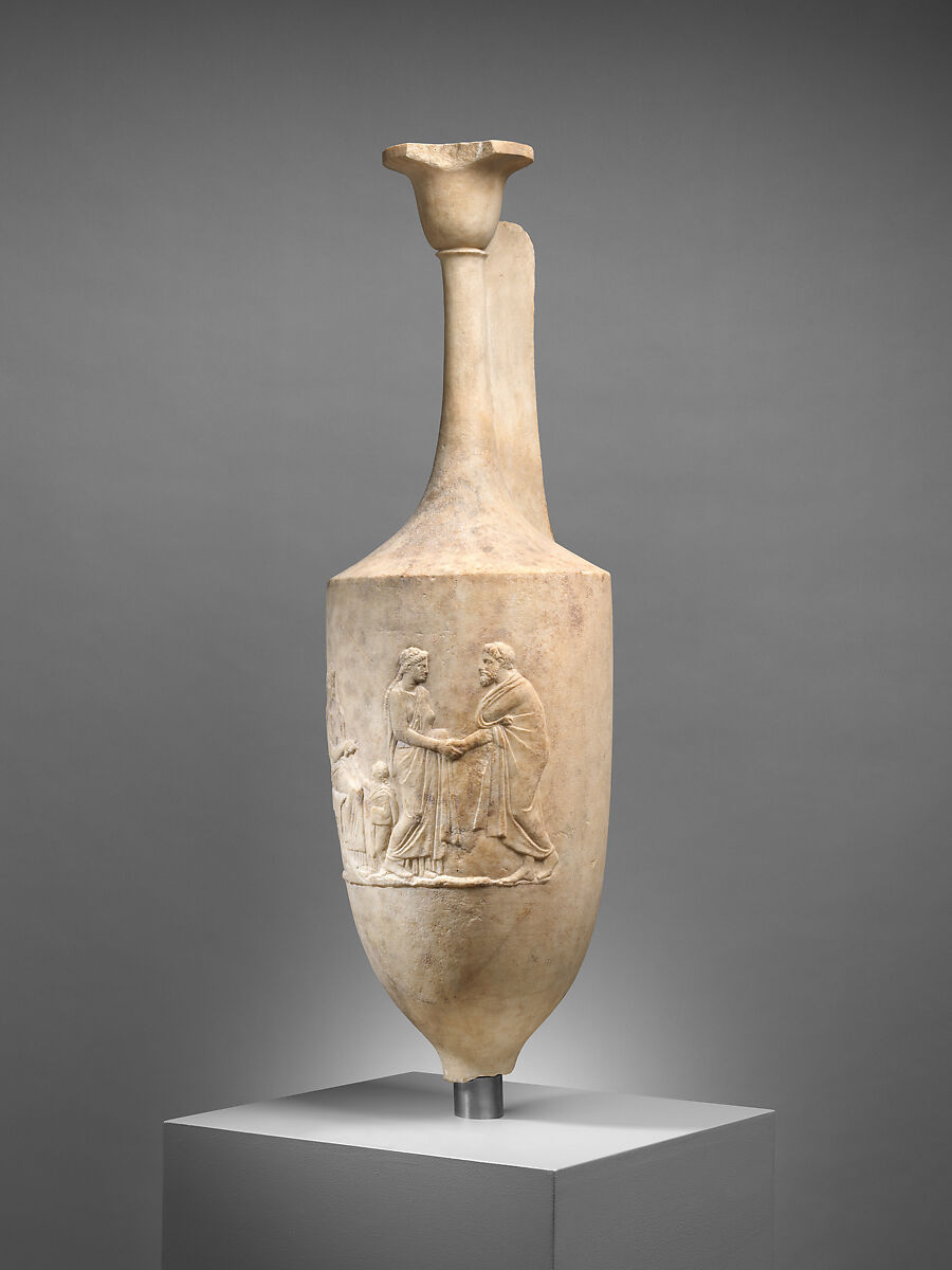 Marble funerary lekythos, Marble, Pentelic ?, Greek, Attic