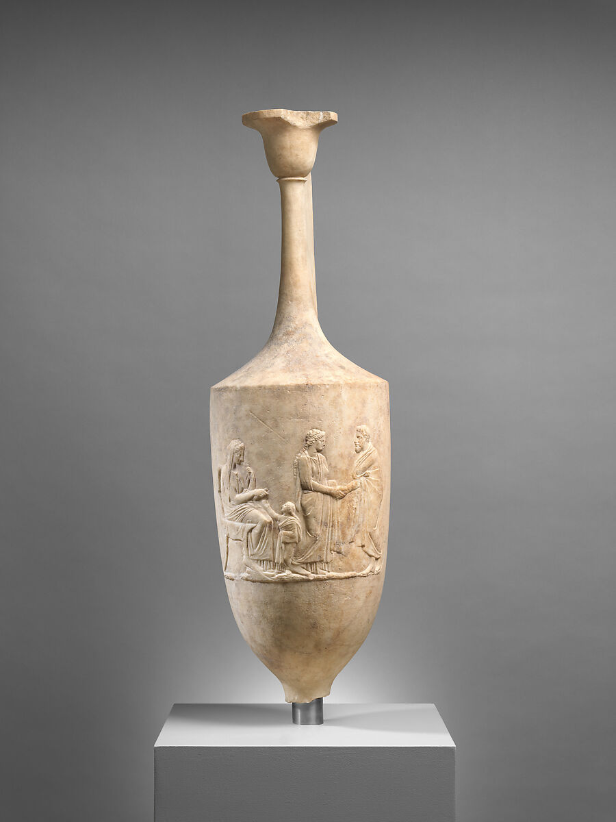 Marble funerary lekythos, Marble, Pentelic ?, Greek, Attic