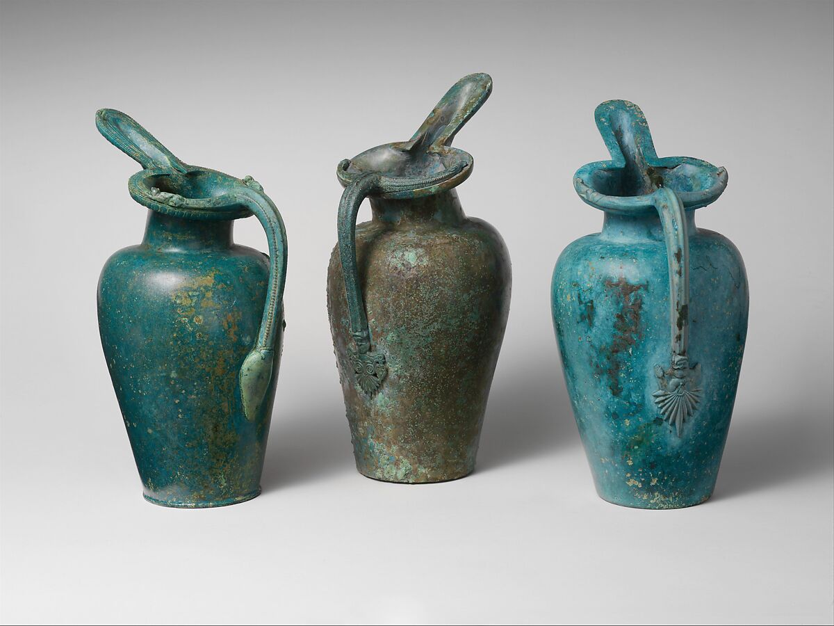 Bronze oinochoe (jug), Bronze, Etruscan