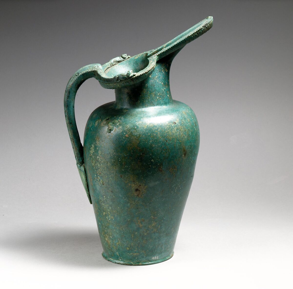 Bronze oinochoe (jug), Bronze, Etruscan