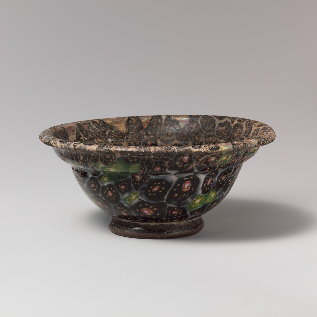 Glass mosaic carinated bowl, Glass, Roman 