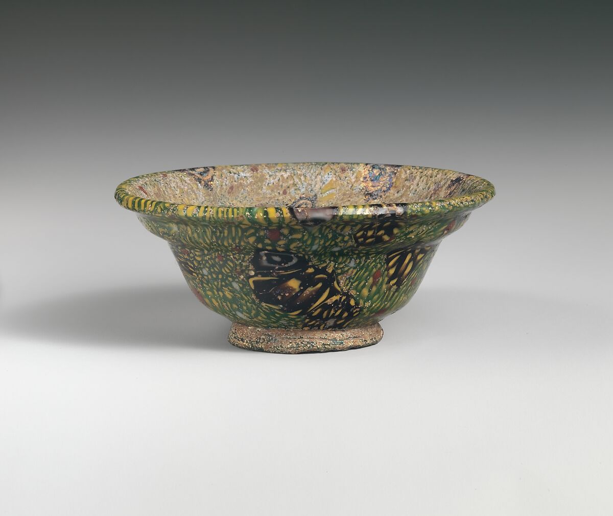 Glass mosaic carinated bowl, Glass, Roman 