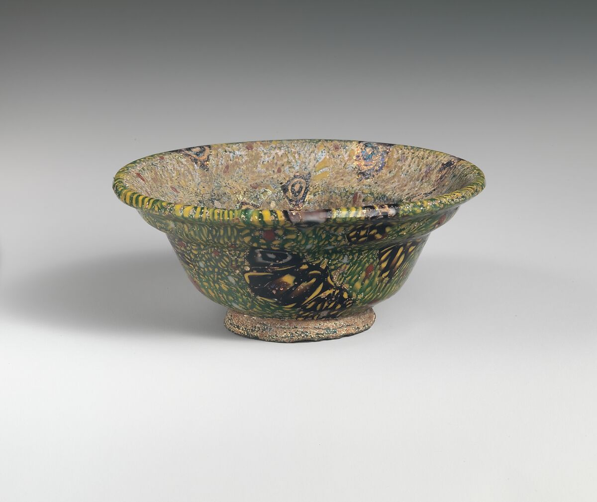 Glass mosaic carinated bowl, Glass, Roman