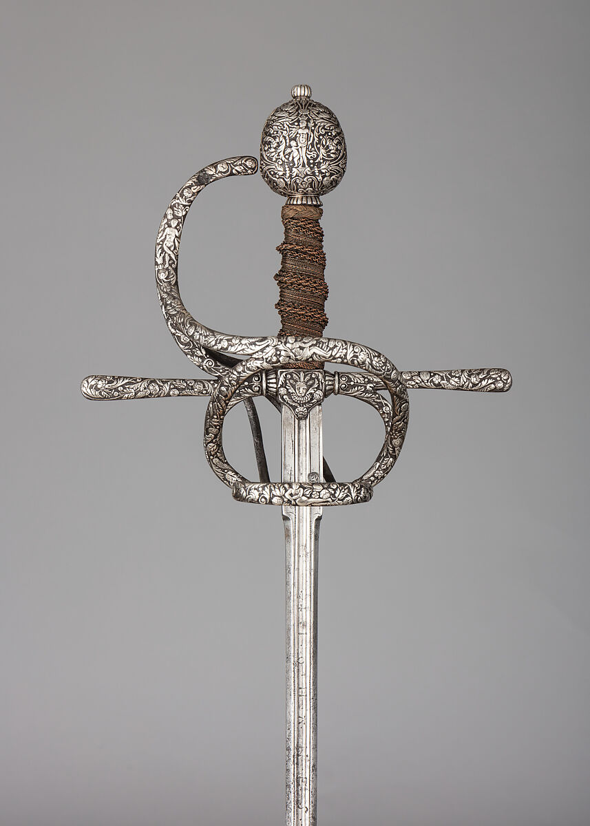 Rapier, Meves Berns (German, Solingen, active early 17th century), Steel, silver, copper, German, Solingen 