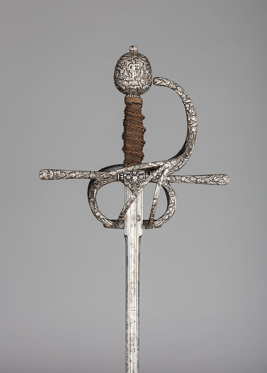 Rapier, Meves Berns (German, Solingen, active early 17th century), Steel, silver, copper, German, Solingen