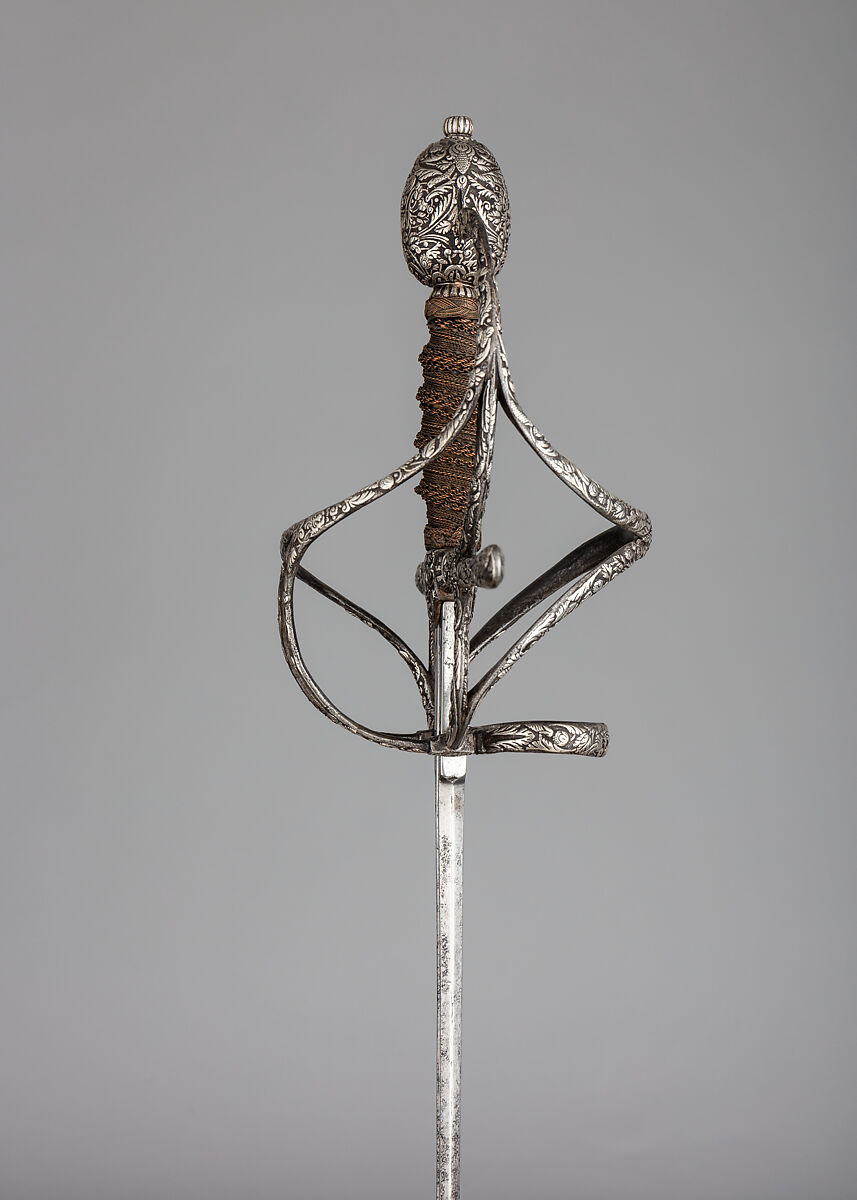 Rapier, Meves Berns (German, Solingen, active early 17th century), Steel, silver, copper, German, Solingen